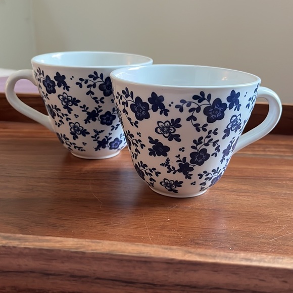 IKEA Dining Ikea Pair Of White And Blue Floral Ceramic Mugs Poshmark